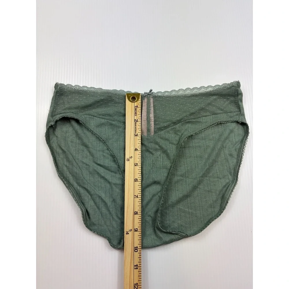 Victoria's Secret Med High-Leg Brief Panties 4 Pairs Sage Green Pointelle Lace
